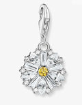 T SABO SILV WHT & YELLOW CZ FLOWER CHARM