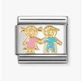 030272/92 NOM BROTHER SISTER PNK & BLU ENAMEL - SYMBOLS