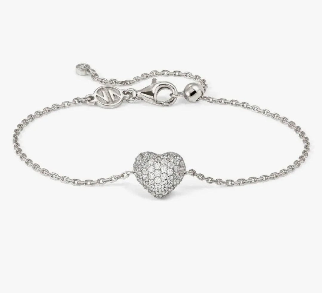 242701/004 Life Poetry Silver Pave CZ Single Heart Bracelet