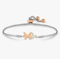 028020/010 SS MILLELUCI SILVER & ROSE GOLD STEEL BUTTERFLY CZ HEART TOGGLE BRACELET