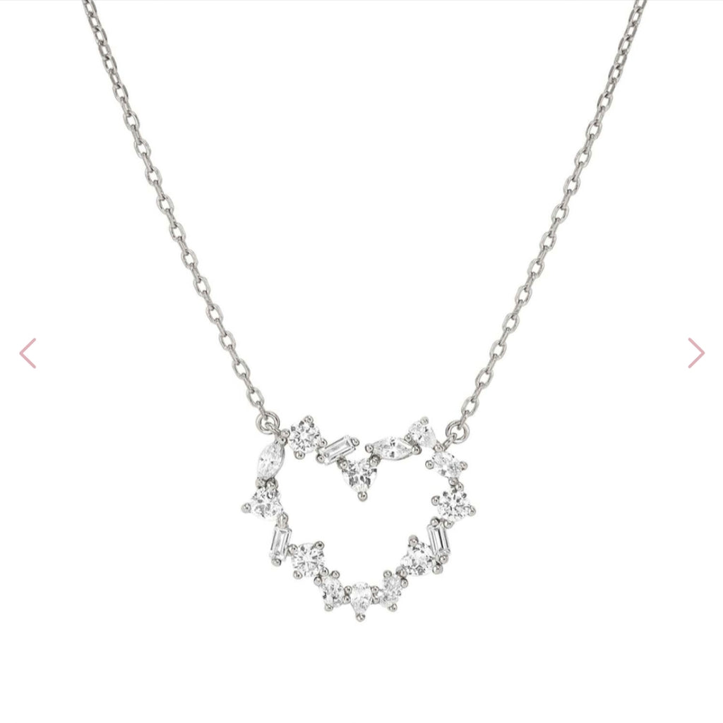 149885/031 NOMINATION SILVER WHT CZ HEART NECKLET - COLOR WAVE