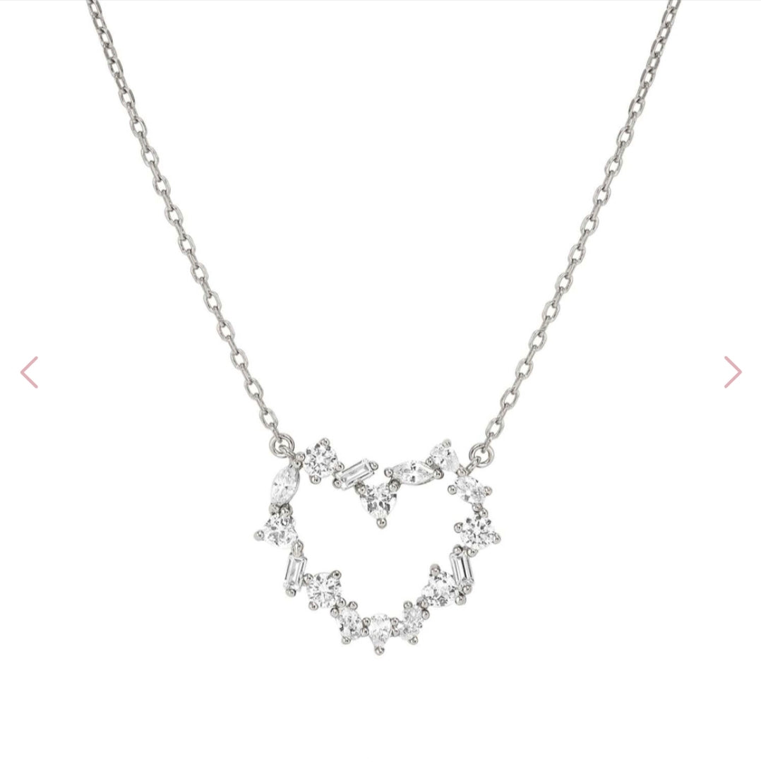 149885/031 NOMINATION SILVER WHT CZ HEART NECKLET - COLOR WAVE