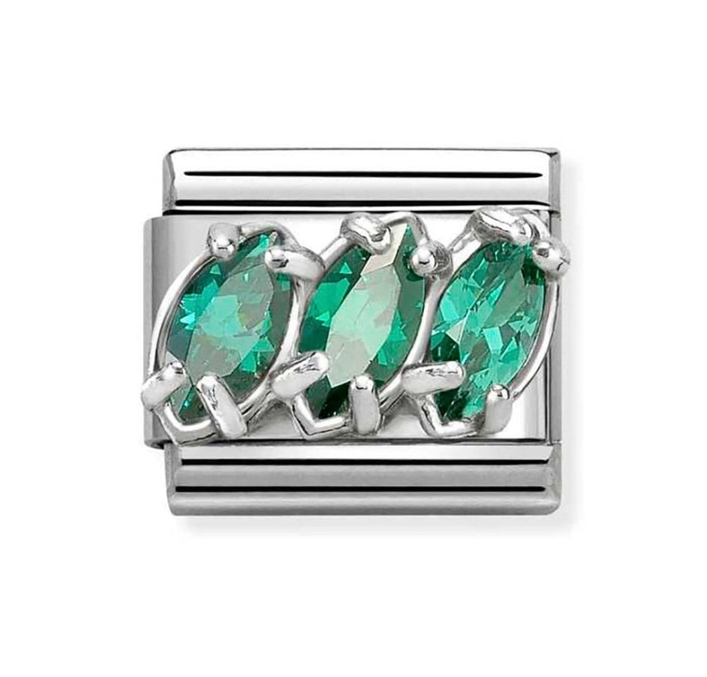 330329/23 NOMINATION SILVER CZ GREEN STONE TRILOGY CHARM