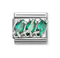 330329/23 NOMINATION SILVER CZ GREEN STONE TRILOGY CHARM