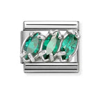 330329/23 NOMINATION SILVER CZ GREEN STONE TRILOGY CHARM