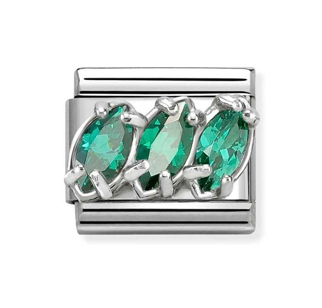 330329/23 NOMINATION SILVER CZ GREEN STONE TRILOGY CHARM