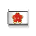 030522/11 NOMINATION RED CORAL & GOLD FLOWER CHARM