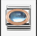 430502/13 NOM ROSE GOLD OVAL BLU TOPAZ STONE