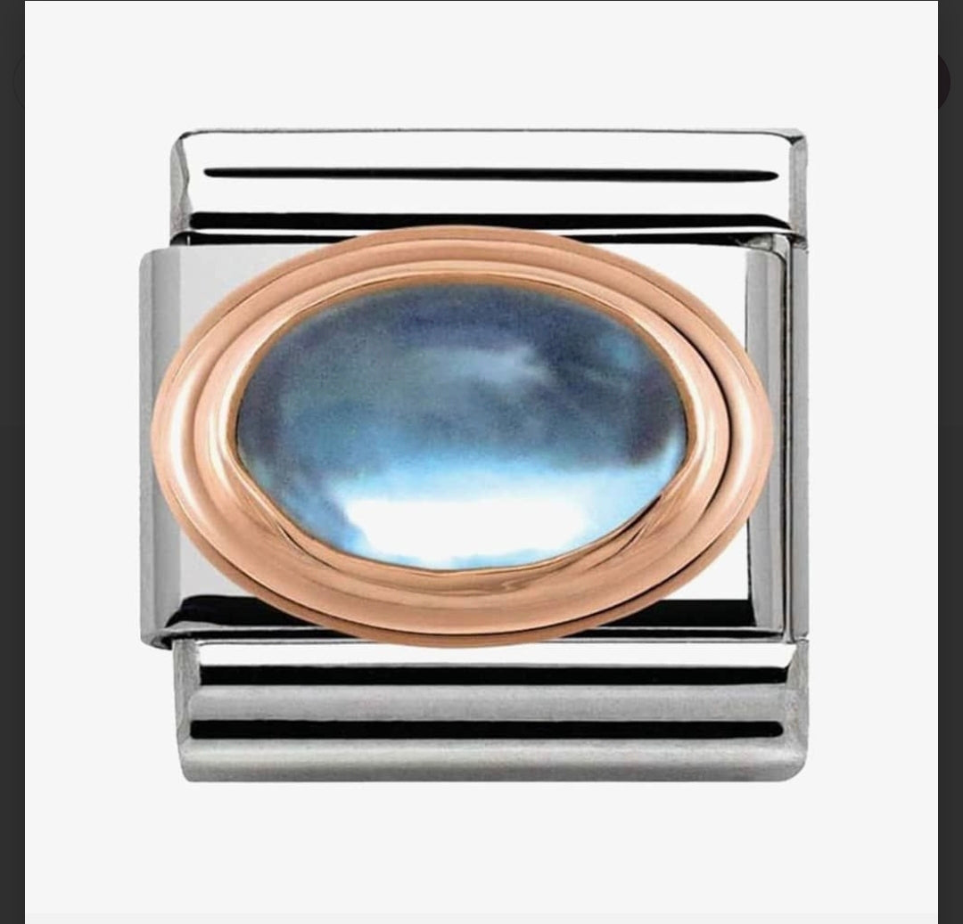 430502/13 NOM ROSE GOLD OVAL BLU TOPAZ STONE