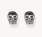 T SABO BLKNED SILV BLK CZ SKULL STUD ERS