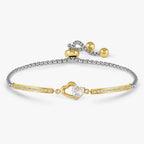 028021/022 SS MILLELUCI SILVER & GOLD PLATED SS DOUBLE CZ HEART TOGGLE BRACELET