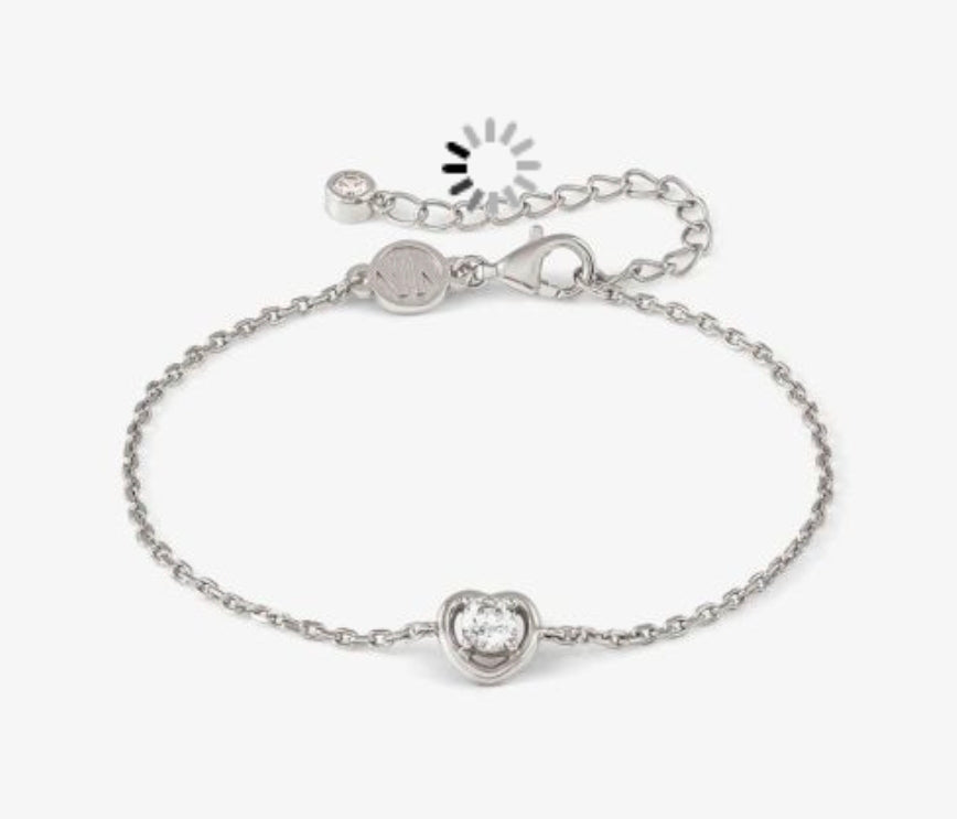 241703/004 SILV CZ HEART SHAPE TRACE BLET - COSMICLOVE