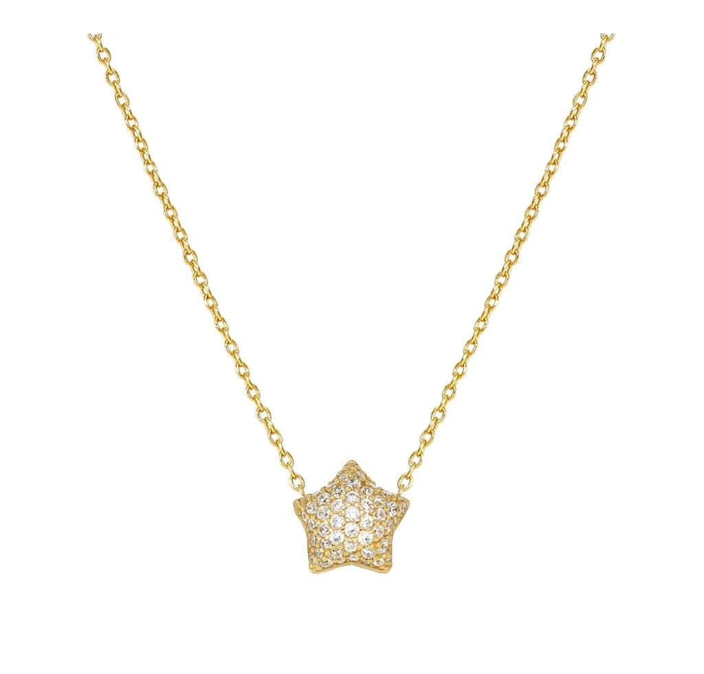 242704/009 Life Poetry Silver Gold Plate Pave CZ Single Star Necklet