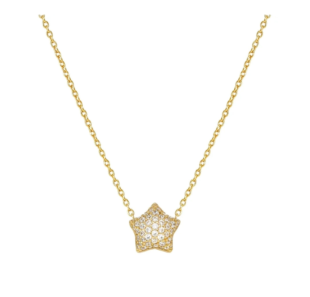 242704/009 Life Poetry Silver Gold Plate Pave CZ Single Star Necklet