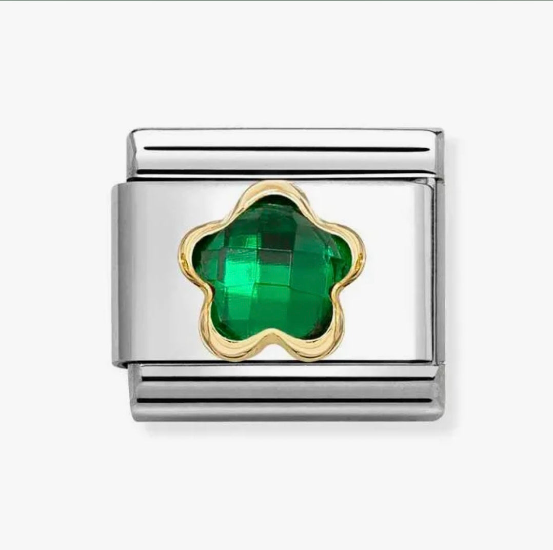 030615/004 NOMINATION GREEN CZ FLOWER CHARM - CZ FACET