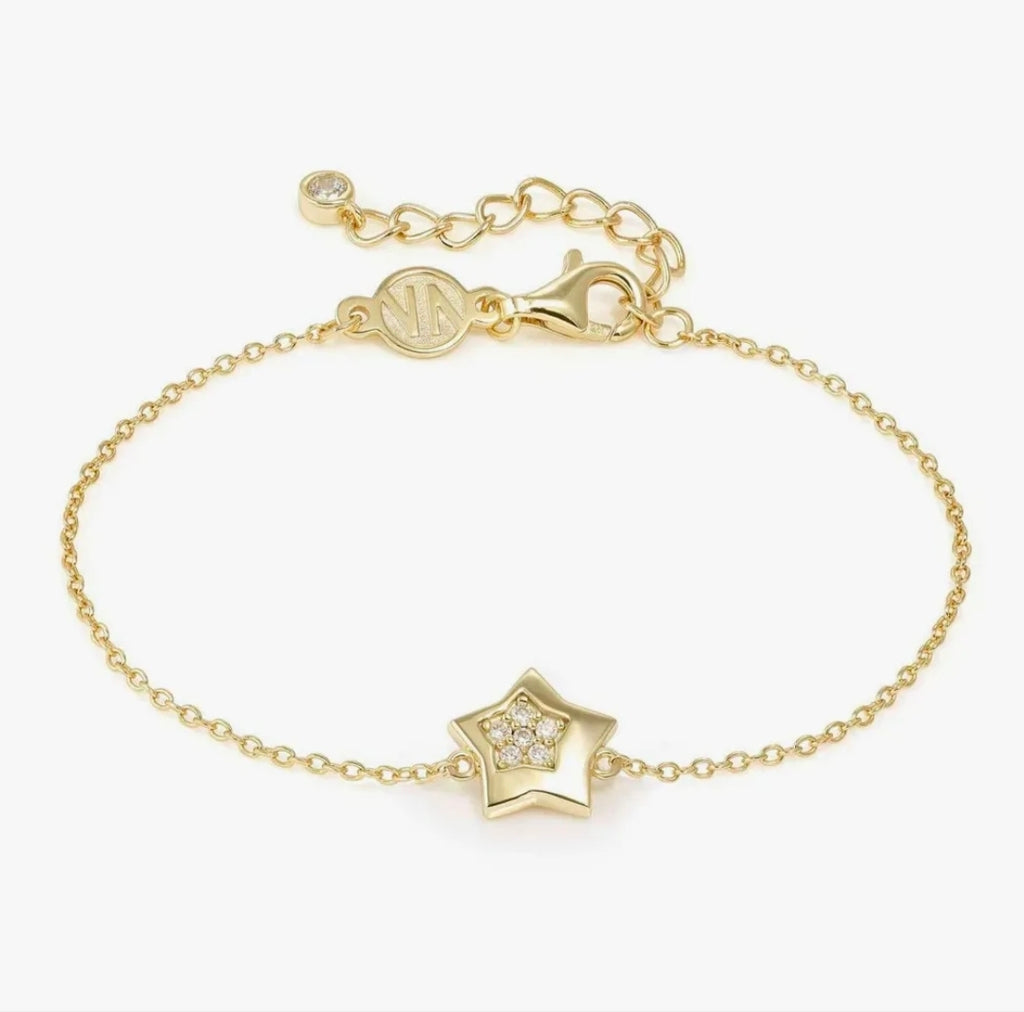 242300/009 Petit Sparkle Gold Plated & Zirconia Star Bracelet