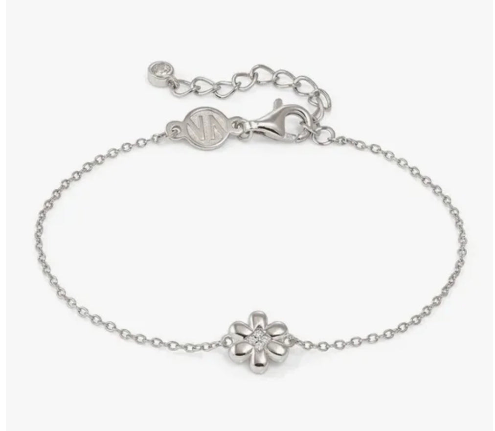 242300/010 Petit Sparkle Silver & Zirconia Clover Bracelet