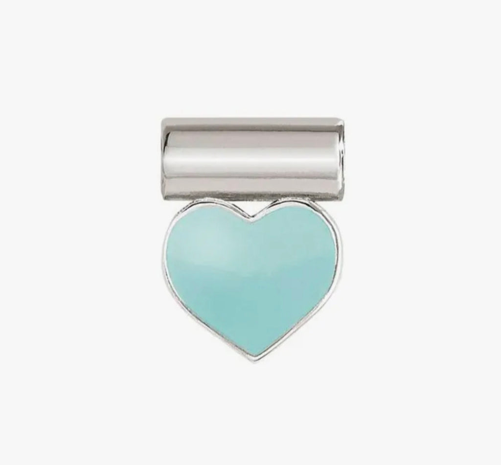 147118/002 NOM SEIMIA SILVER ENAMEL GREEN HEART SYMBOLS