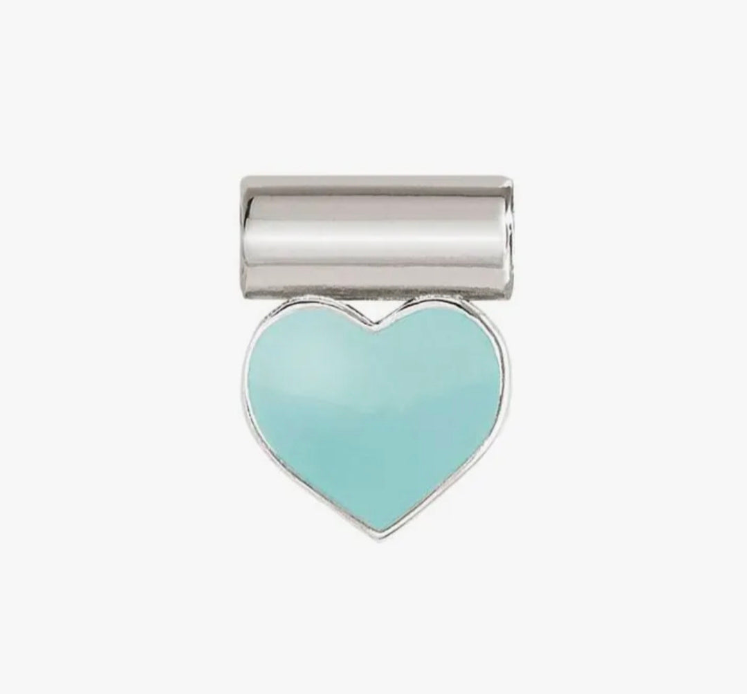 147118/002 NOM SEIMIA SILVER ENAMEL GREEN HEART SYMBOLS