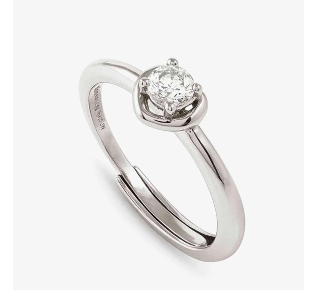 241700/004 SILV CZ HEART SHAPE SOLITAIRE RING - COSMICLOVE