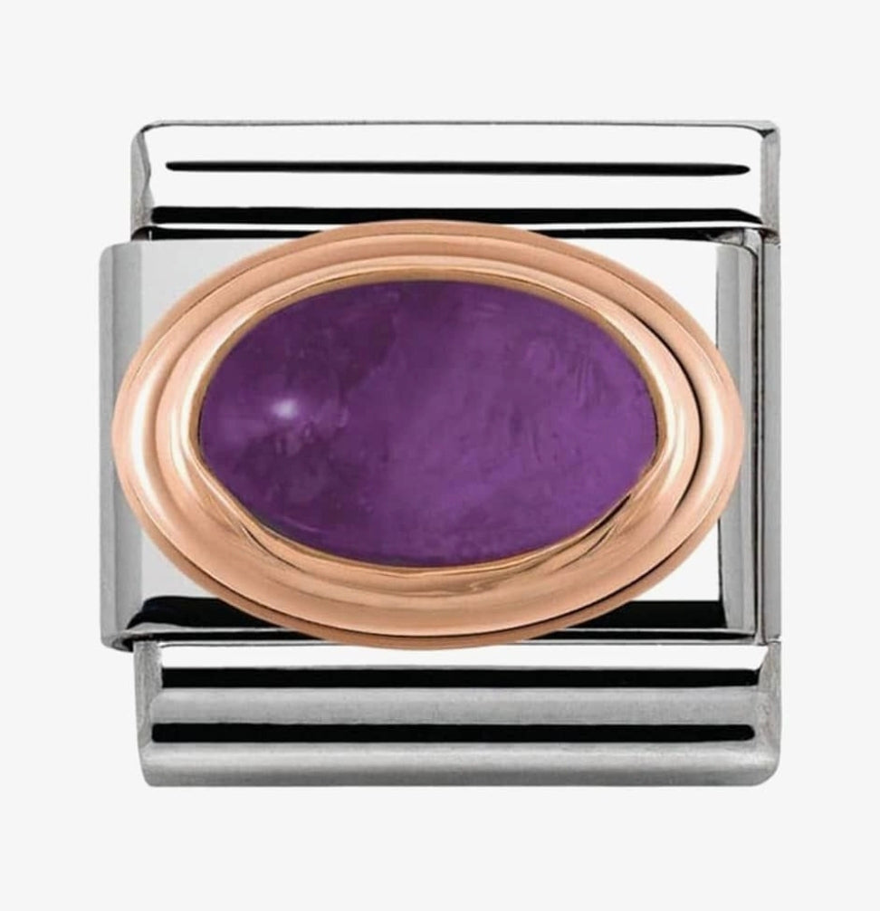 430502/02 NOMINATION ROSE GOLD OVAL AMETHYST STONE