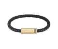 GNTS BLK BOSS GOLD TONE CLASP LEATHER BRACELET