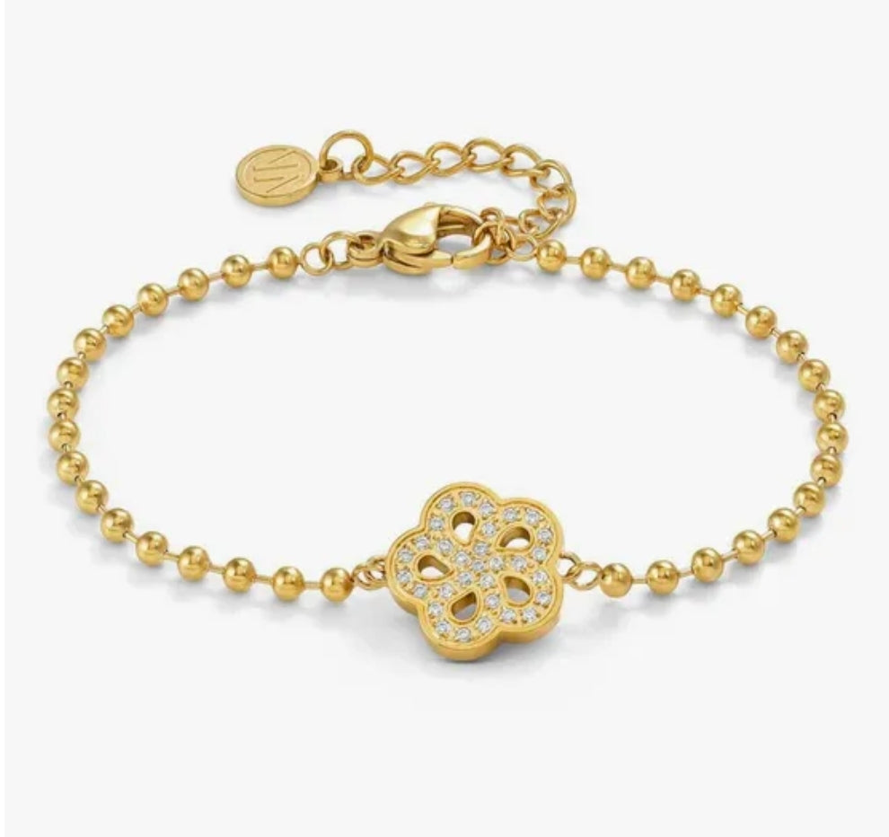 134006/059 NOM SS GP FLOWER CZ BEAD LINK BLET DAMORE