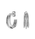 OLIVIA BURTON SILVER COLOUR CRYSTAL 3 BAND HOOP ER