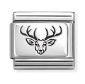330111/52 NOMINATION STAGS HEAD SILVER CHARM - PLATES (IC)