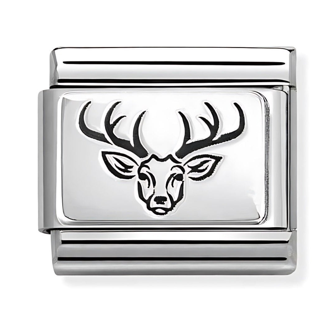 330111/52 NOMINATION STAGS HEAD SILVER CHARM - PLATES (IC)