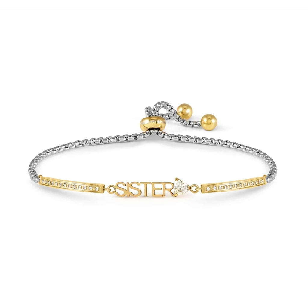 028027/008 SS MILLELUCI SILVER SS & GOLD TONE CZ SISTER TOGGLE BRACELET