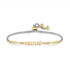028027/008 SS MILLELUCI SILVER SS & GOLD TONE CZ SISTER TOGGLE BRACELET
