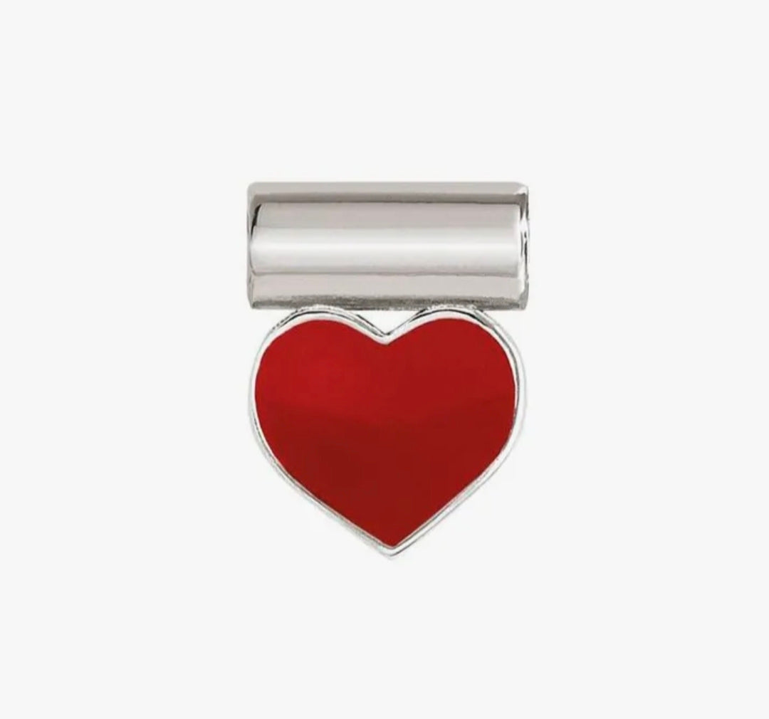 147118/003 NOM SEIMIA SILVER ENAMEL RED HEART SYMBOL