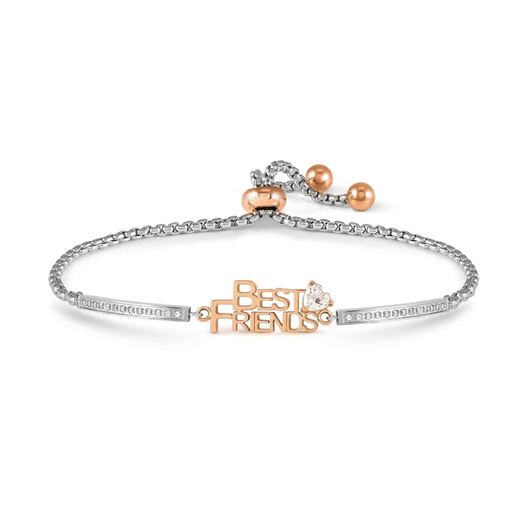 028026/006 SS MILLELUCI SILVER SS & ROSE TONE CZ BEST FRIENDS TOGGLE BRACELET