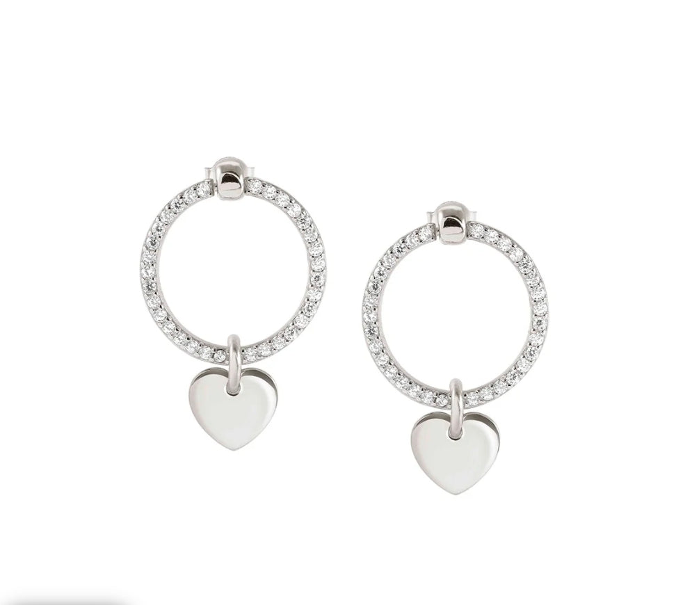 148618/086 SILV WHT CZ CIRCULAR DROP HEART ER - CHIC & CH.