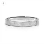 029535/001 NOMINATION WIDE STEEL SATIN FINISH WHT CZ MEDIUM SIZE PRETTY BANGLE