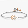 028020/006 SS MILLELUCI SILVER & ROSE GOLD STEEL FOUR LEAF CLOVER CZ HEART TOGGLE BRACELET