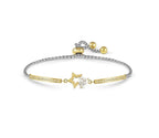 028021/023 SS MILLELUCI SILVER & GOLD TONE STEEL STAR CZ HEART TOGGLE BRACELET