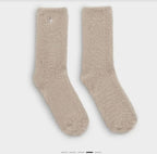 TAUPE FLUFFY OS SOCKS - GIFT BOXED