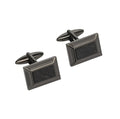 STAINLESS RECT CARBON FIBRE CENTRE GUN METAL PLATE CUFFLINKS