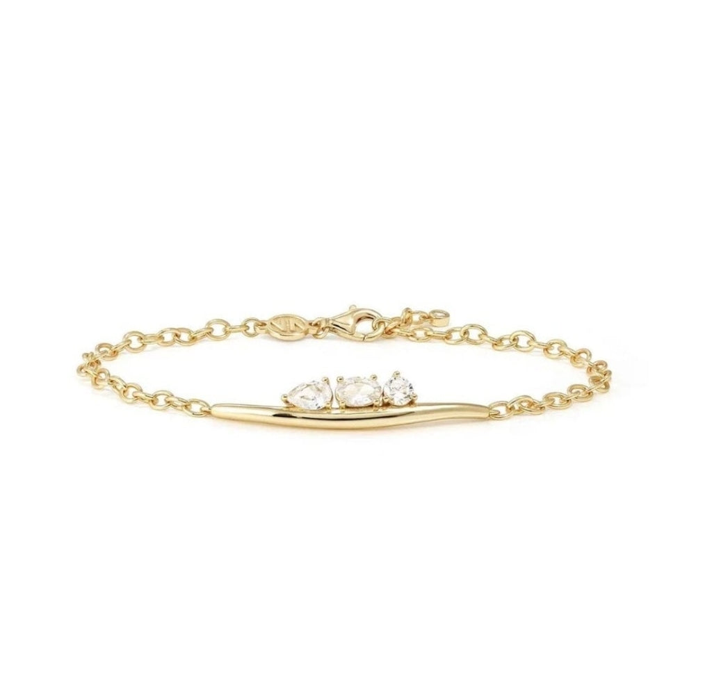 242803/012 My Rebel Art Silver Gold Plated CZ Trilogy set Bar Bracelet