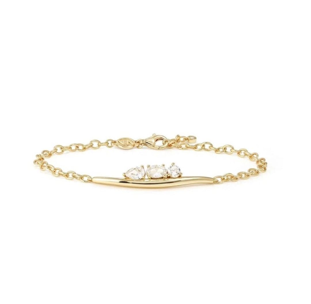 242803/012 My Rebel Art Silver Gold Plated CZ Trilogy set Bar Bracelet