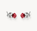 THOMAS SABO SILVER RED ROSE STUD EARRINGS