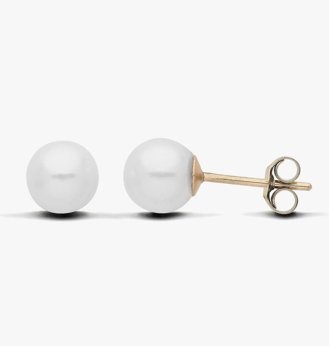 9CT YG 6MM CULTURED PEARL BALL STUD EARRINGS