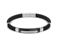 028818/075 City Energy Steel & Rubber Silver Bar Detail Bracelet