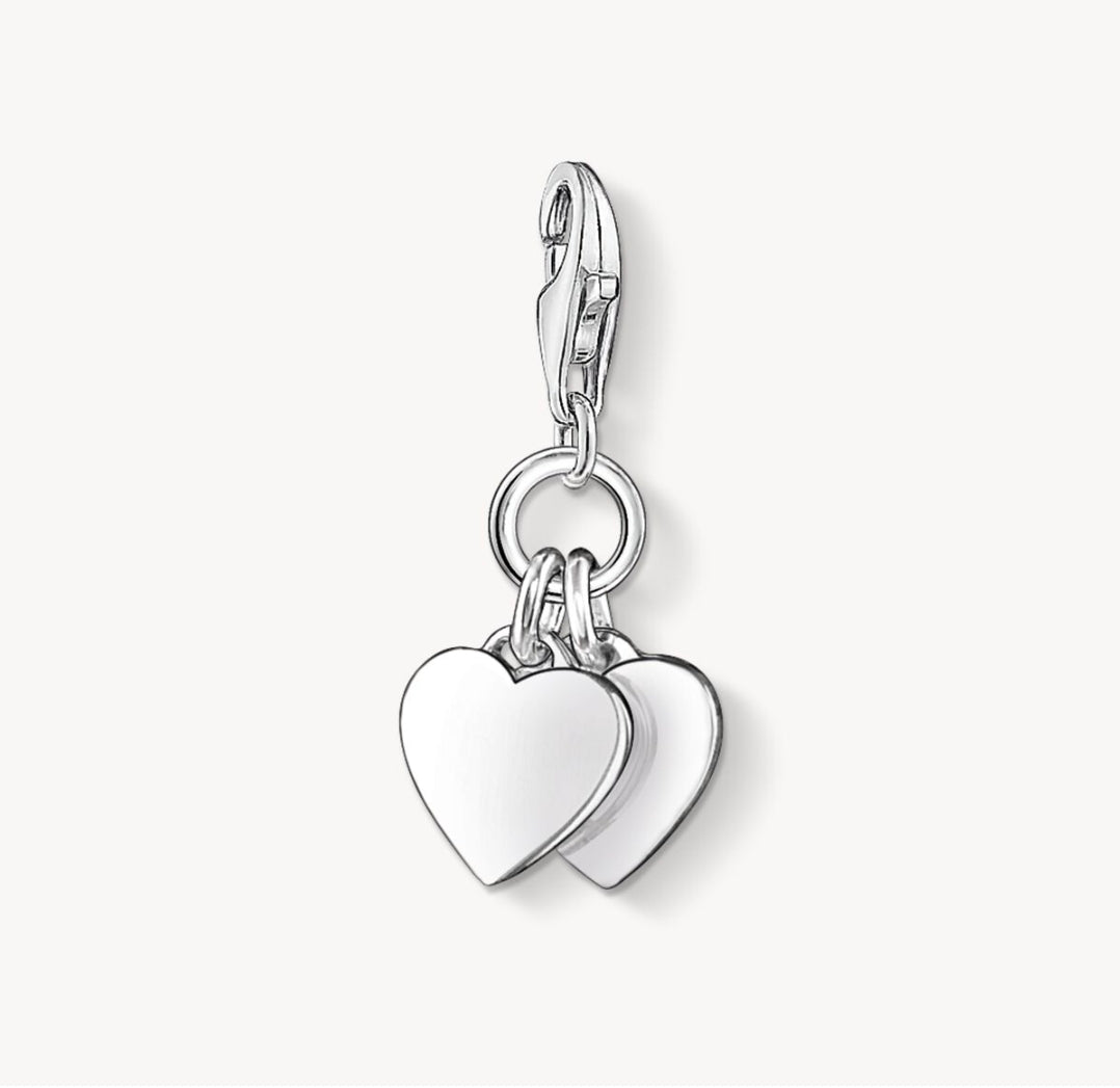 T SABO SILVER 2 HEARTS CHARM