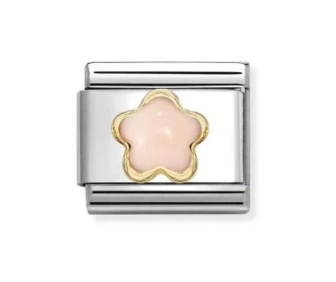 030522/10 NOMINATION PINK CORAL & GOLD FLOWER CHARM