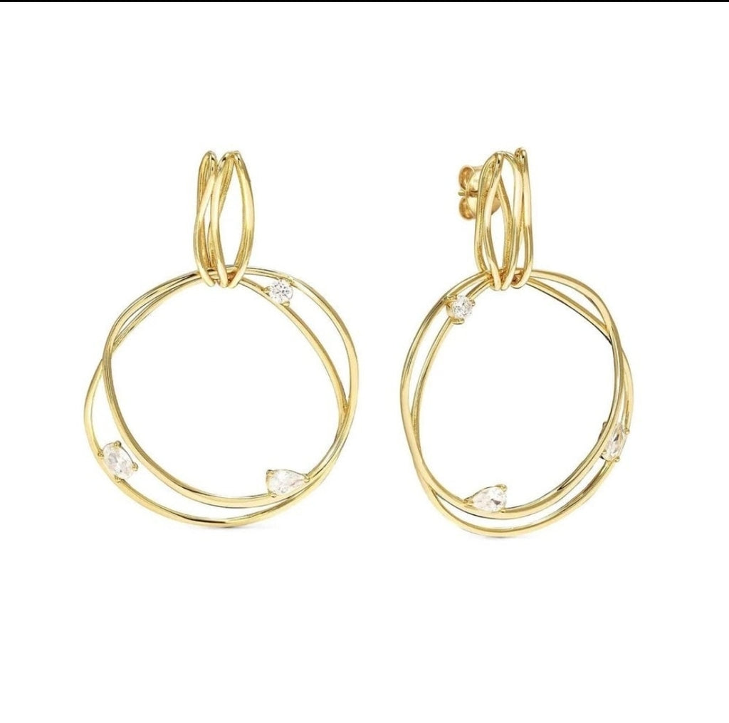 242812/012 My Rebel Art Silver Gold Plated CZ Big Circle Earrings