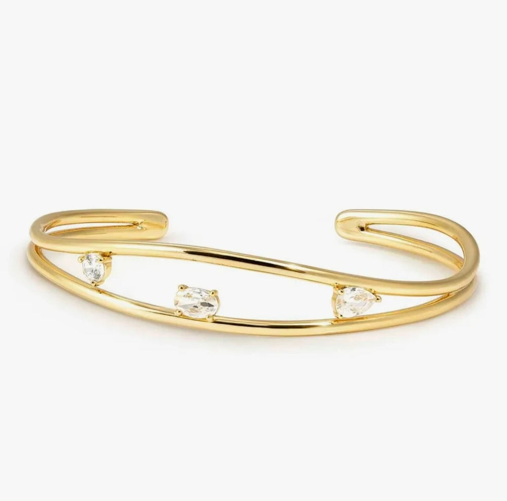 242818/012 My Rebel Art Silver Gold Plate CZ Wave Cuff Bangle