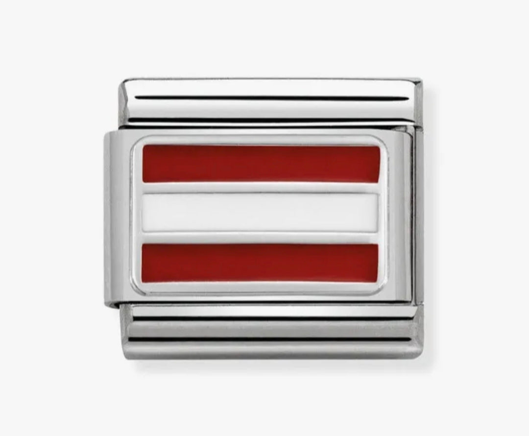 330207/18 NOM AUSTRIA ENAMEL FLAG SILV SHINE